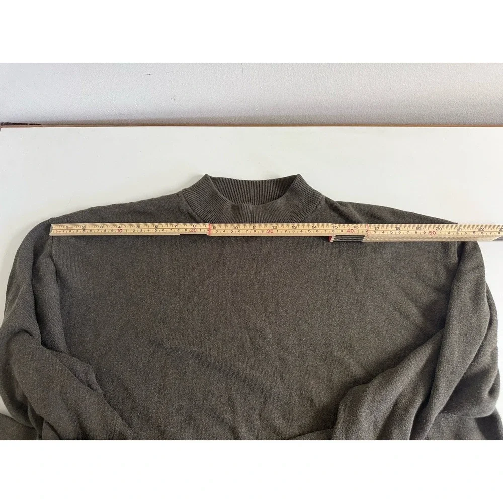 Massini Collection Men's Mock Neck Sweater Brown Cotton Size L Minimalist